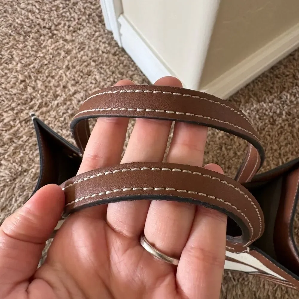 Tory Burch Canvas and Brown Leather Tote